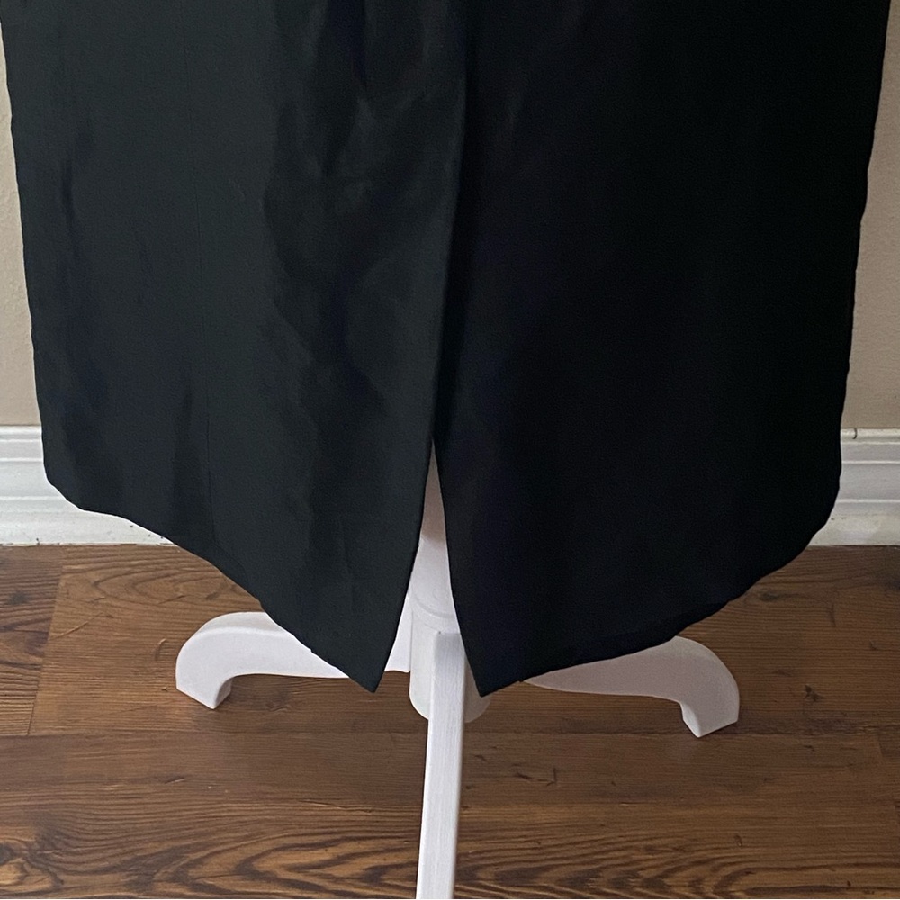 Ann Taylor Size 4 Linen Blend Black Dress Maxi Sleeveless LBD Back Zip & Slit - Picture 6 of 10